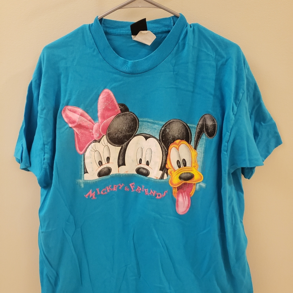 Blue Graphic T-Shirt with Cartoon Characters